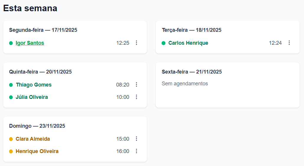 Agenda Moderna e Completa - Visualização diária e semanal